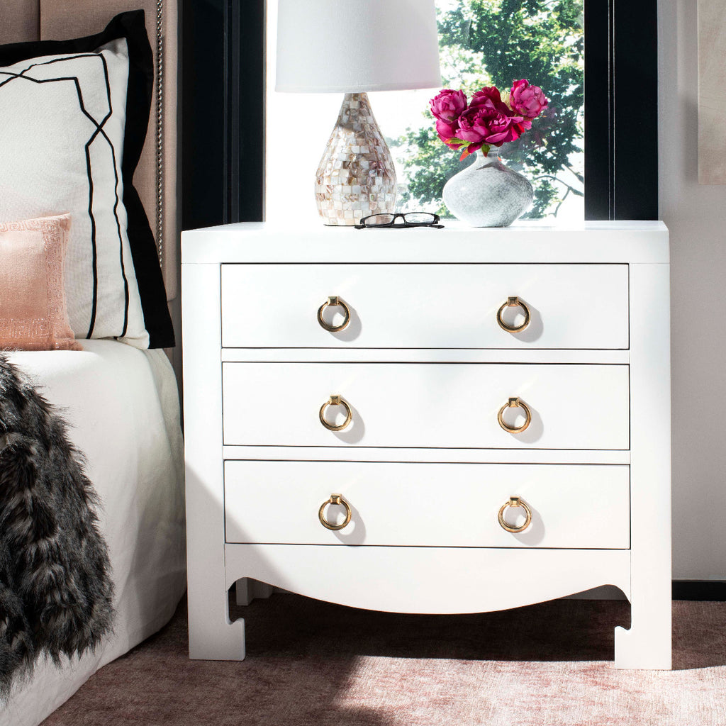 Safavieh Dion 3 Drawer Chest - White/Gold