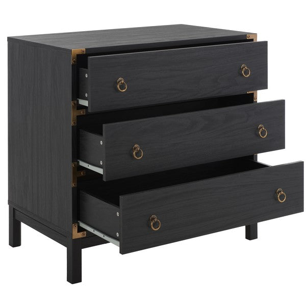 Safavieh Galio 3 Drawer Chest, Black / Gold