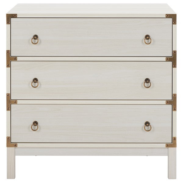 Safavieh Galio 3 Drawer Chest, White / Gold