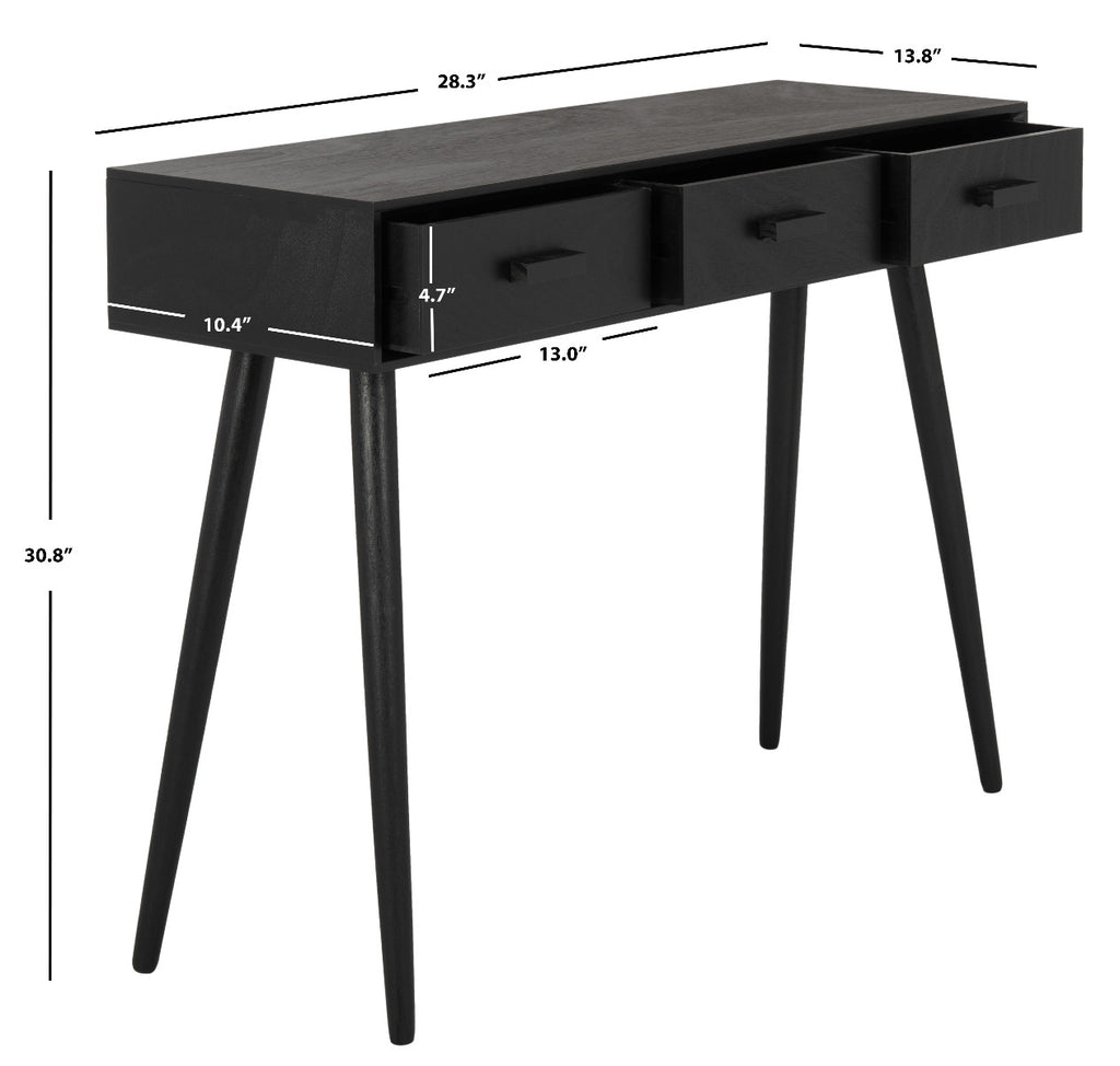 Safavieh Albus 3 Drawer Console Table - Black