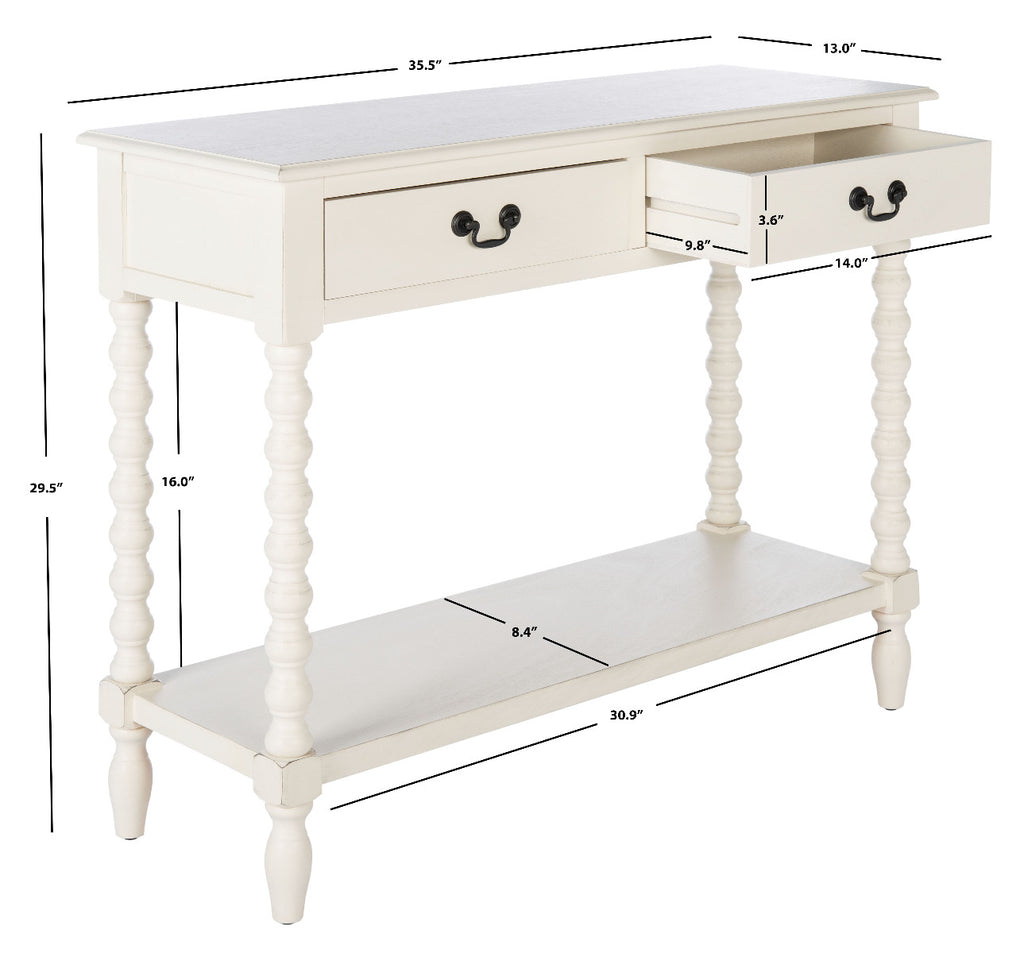 Safavieh Athena 2 Drawer Console Table-Distressed White