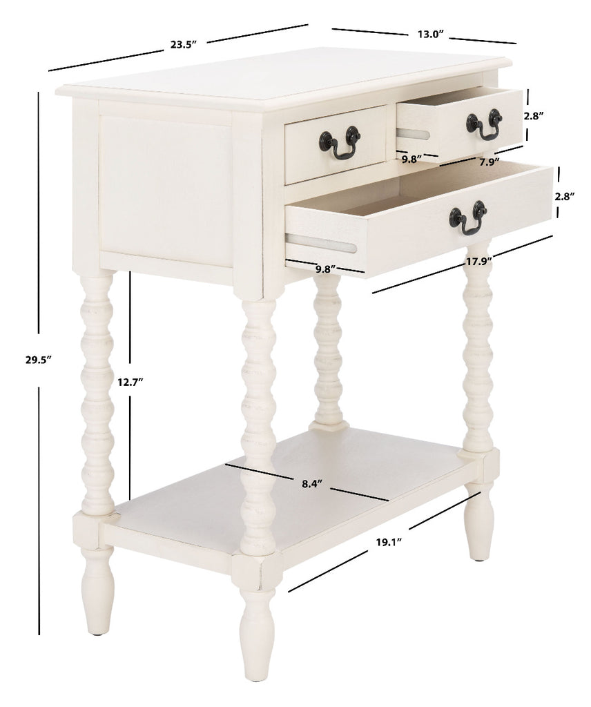 Safavieh Athena 3 Drawer Console Table-Distressed White