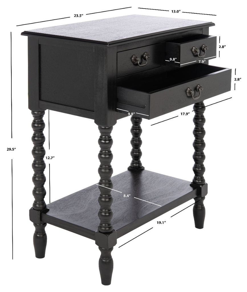 Safavieh Athena 3 Drawer Console Table-Black