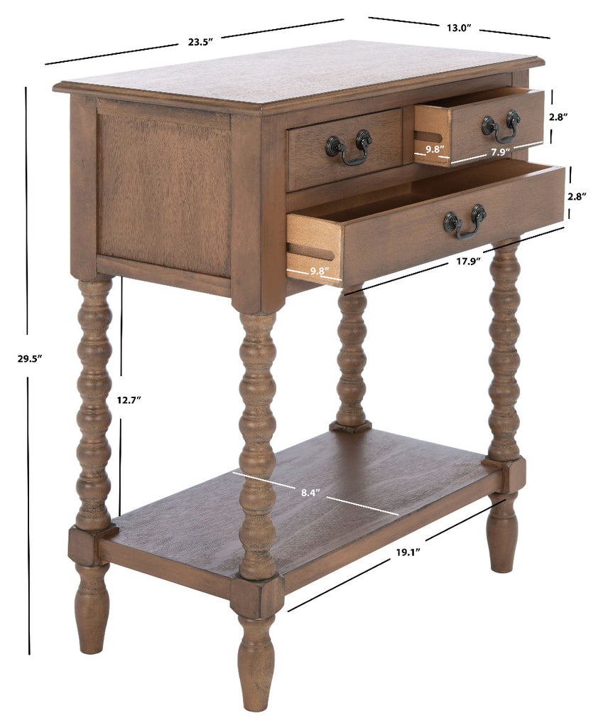 Safavieh Athena 3 Drawer Console Table-Brown