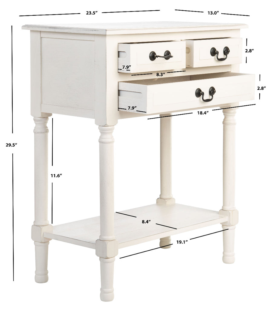 Safavieh Primrose 3 Drawer Console Table - Distrssed White