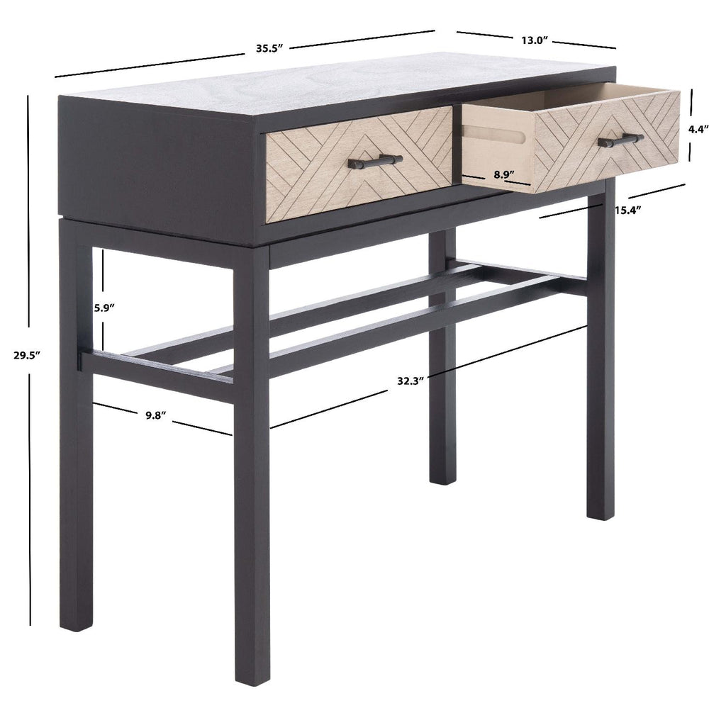 Safavieh Ajana 2 Drawer Console-Black W/ Greige Drawer