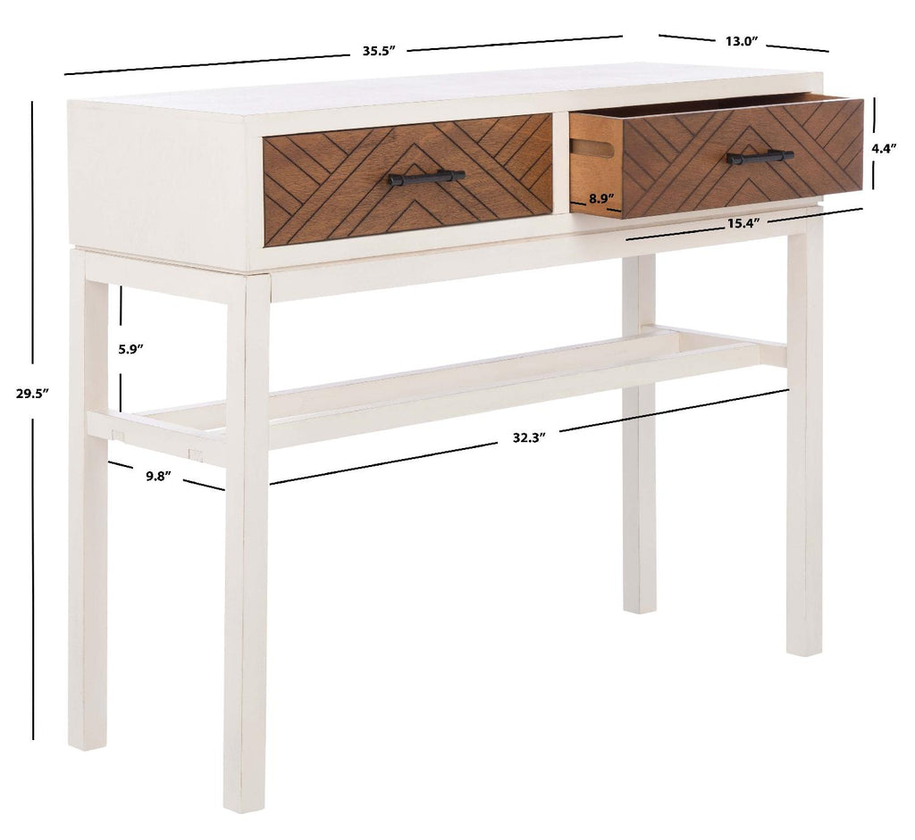 Safavieh Ajana 2 Drawer Console - Distressed White / Honey