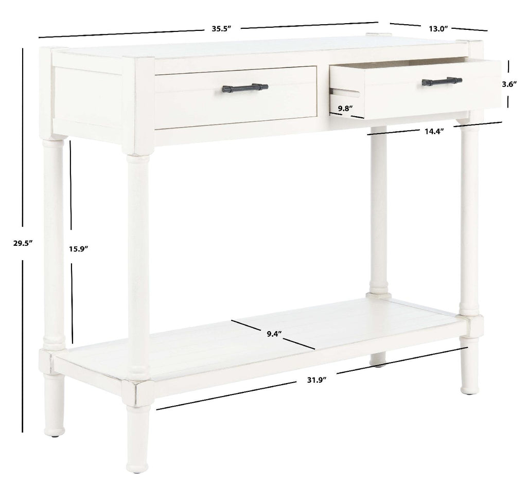 Safavieh Filbert 2 Drawer Console Table-Distressed White