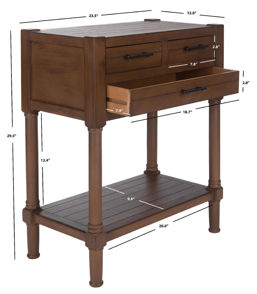 Safavieh Filbert 3 Drawer Console Table-Brown