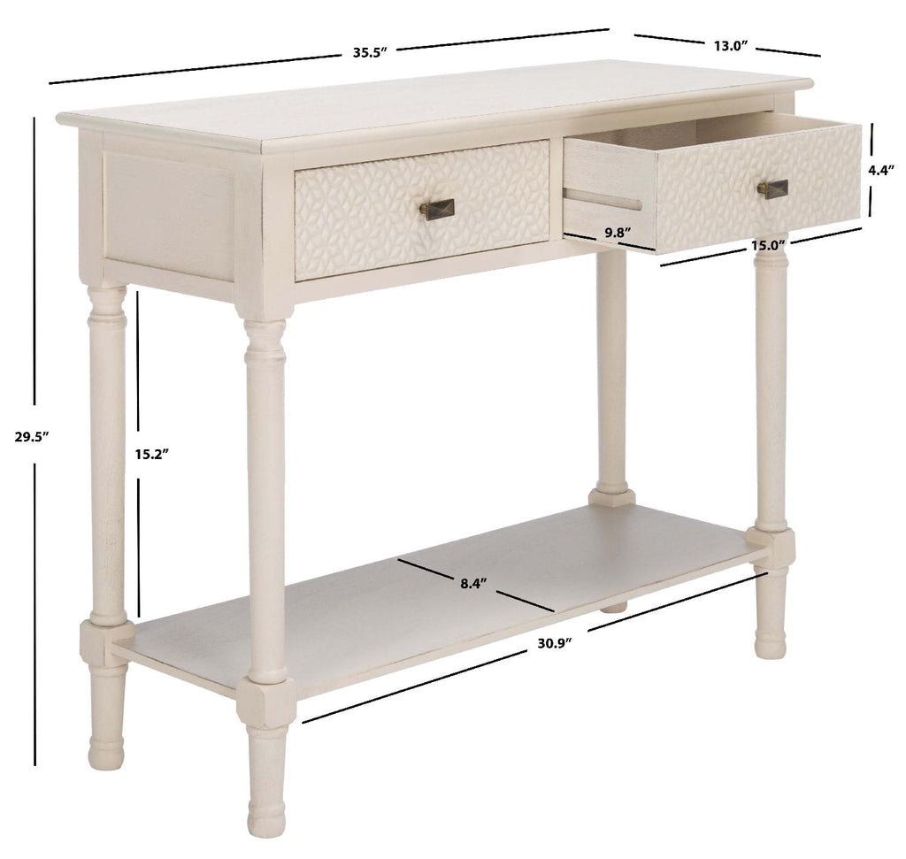 Safavieh Halton 2Drw Console Table-Distressed White