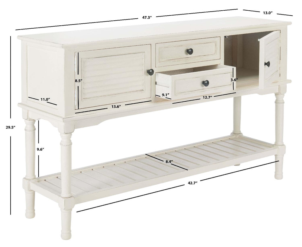 Safavieh Tate 2Drw 2 Door Console Table-Distressed White