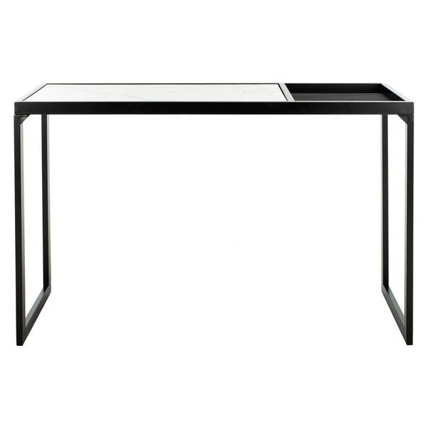 Safavieh Zuri Console Table - White Marble Veneer/Matte Black Tube