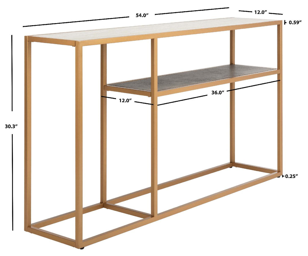 Safavieh Octavia Console Table - Beige Faux Stone/Black Faux Granite/Gold