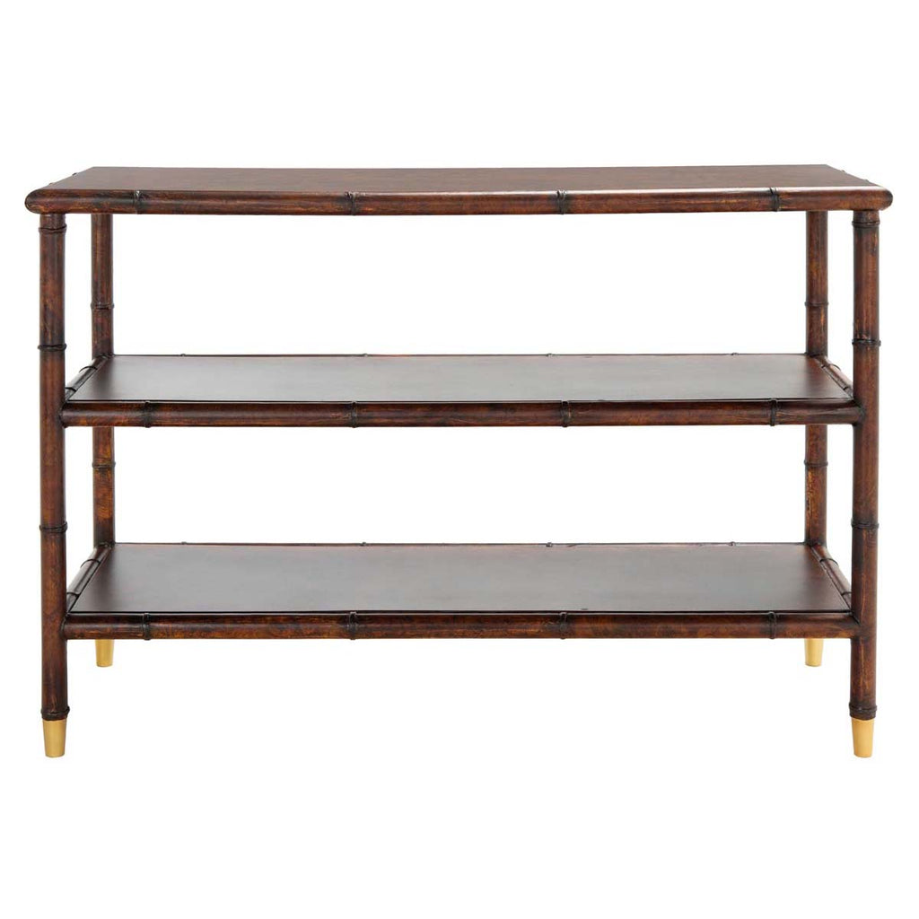 Safavieh Tudor 2 Shelf Console Table - Dark Brown / Gold