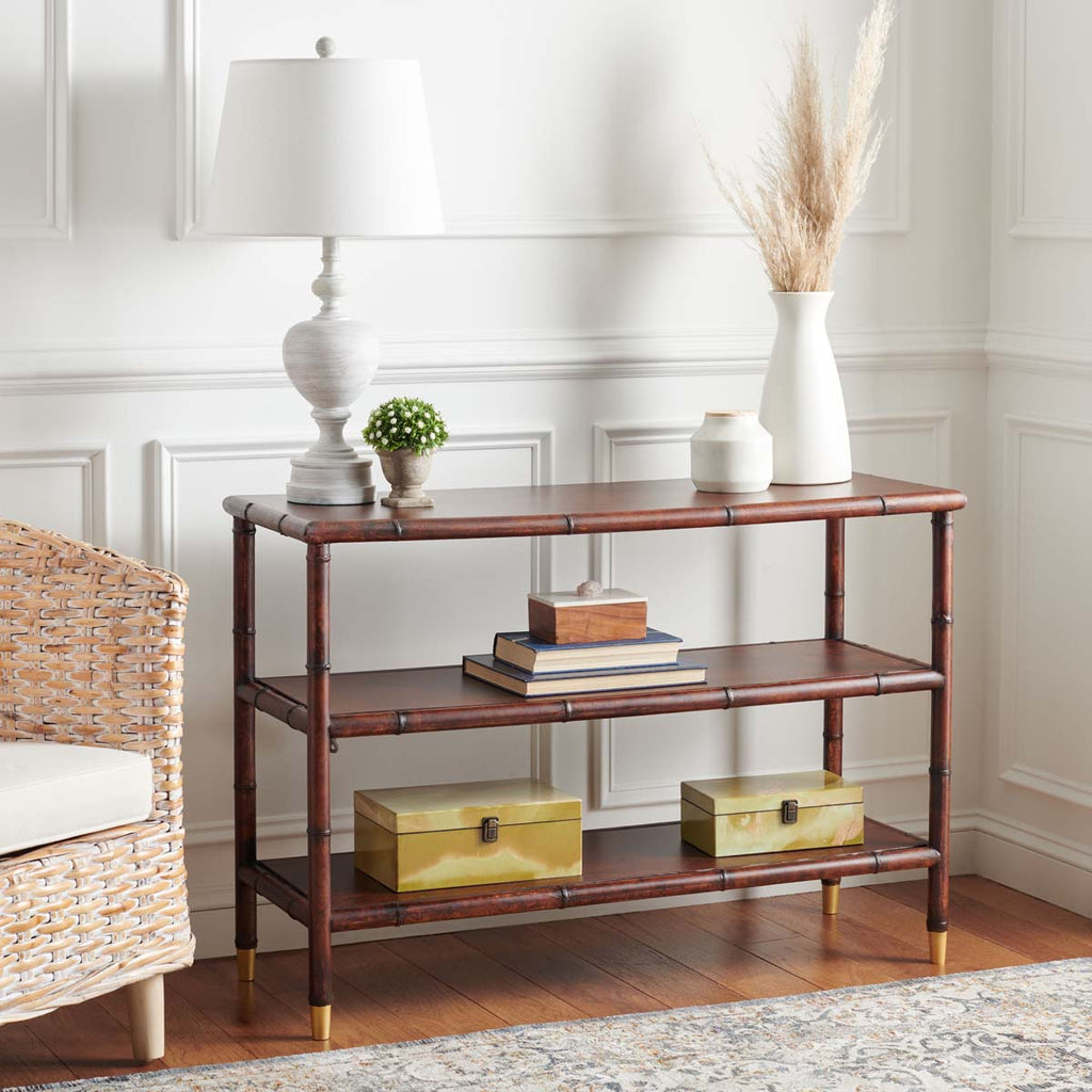 Safavieh Tudor 2 Shelf Console Table - Dark Brown / Gold