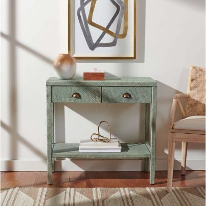 Safavieh Asa 2 Drawer 1 Shelf Console Table - Turquoise / Antique Gold