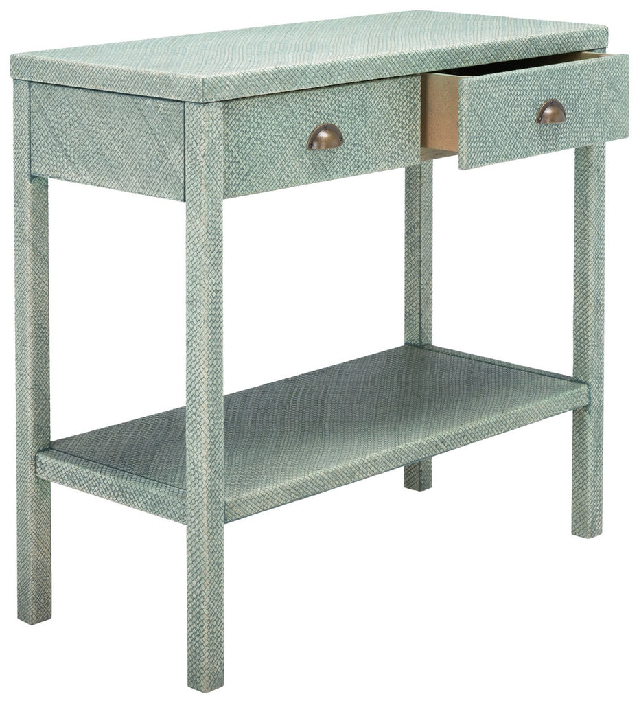 Safavieh Asa 2 Drawer 1 Shelf Console Table - Turquoise / Antique Gold