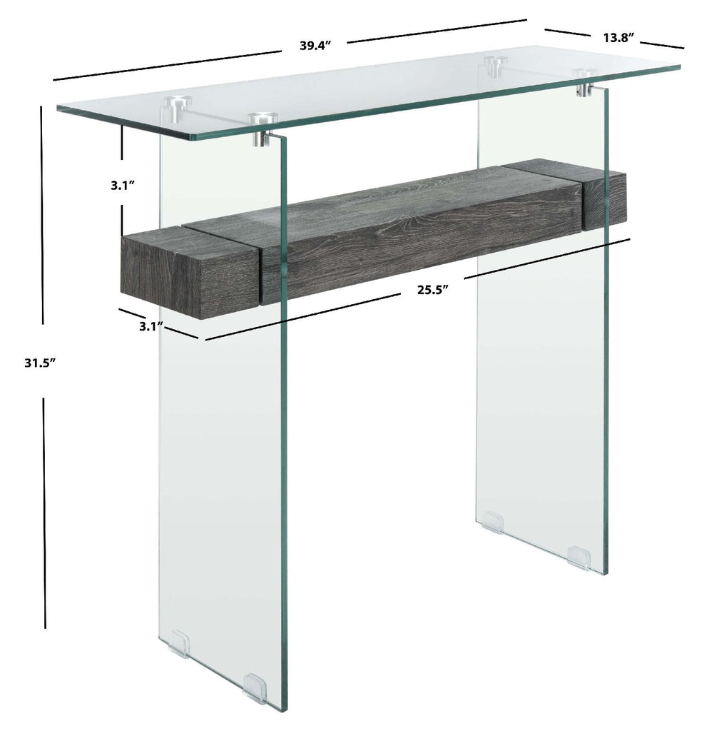 Safavieh Kayley Console Table - Glass/Black Oak Shelf