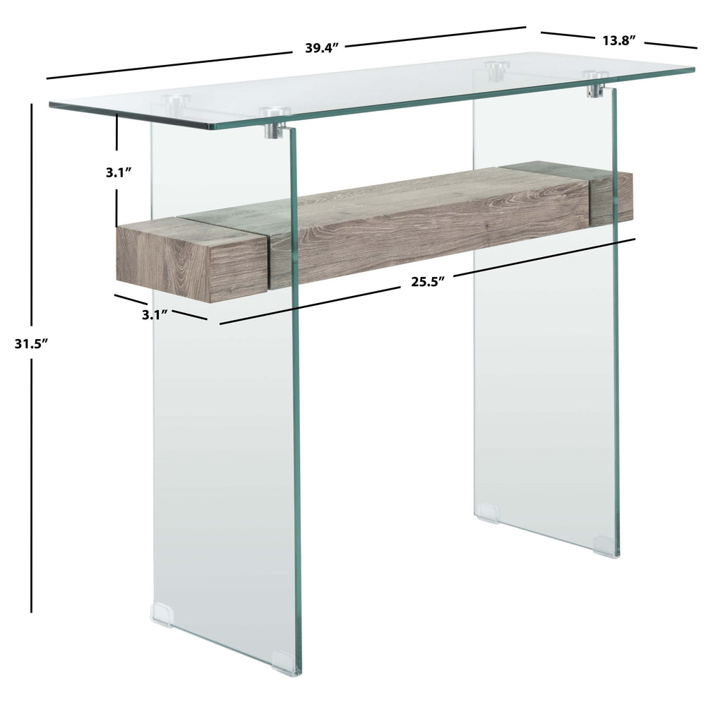 Safavieh Kayley Console Table - Glass/Grey Oak Shelf