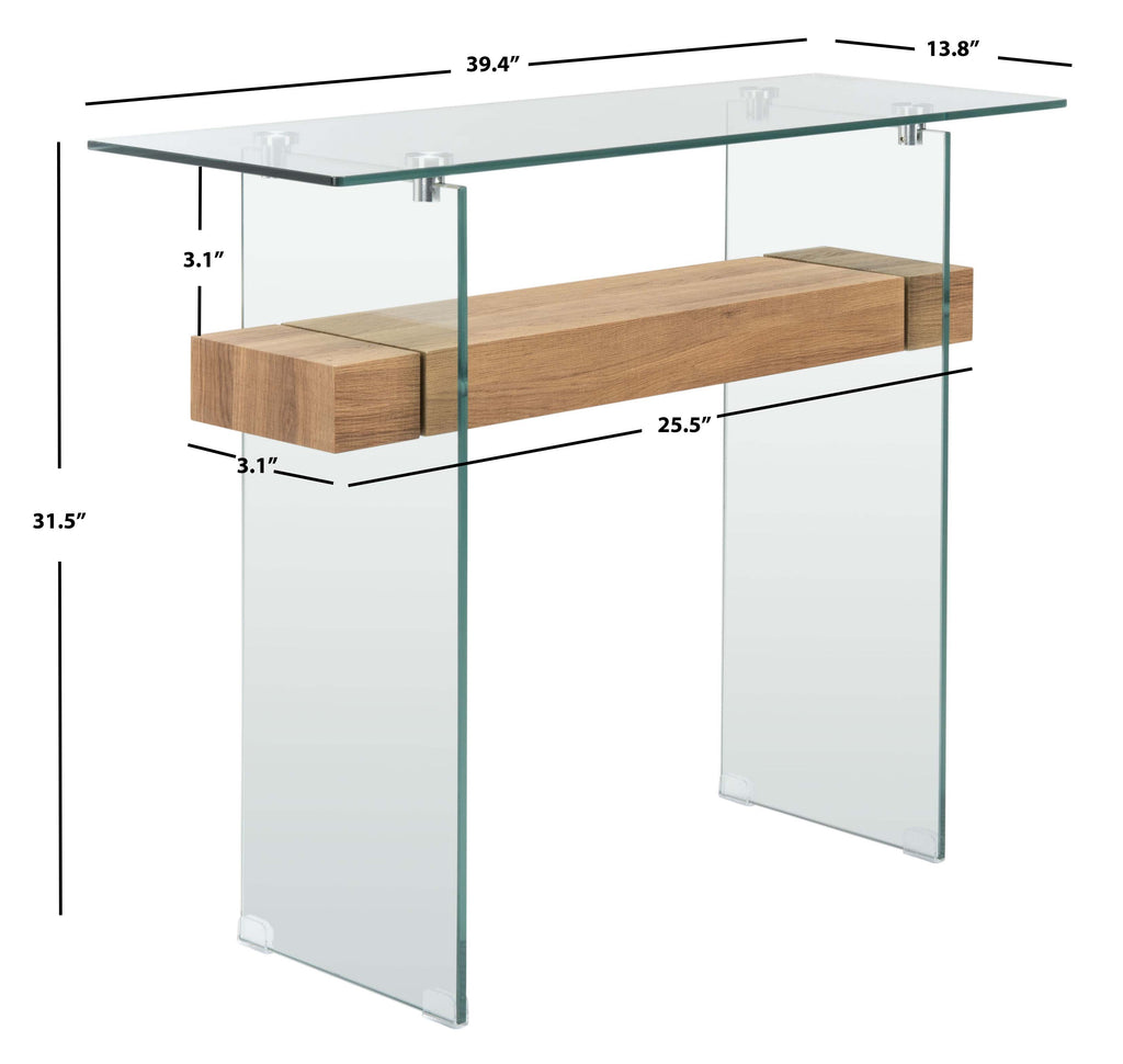 Safavieh Kayley Console Table - Glass/Natural Brown Shelf