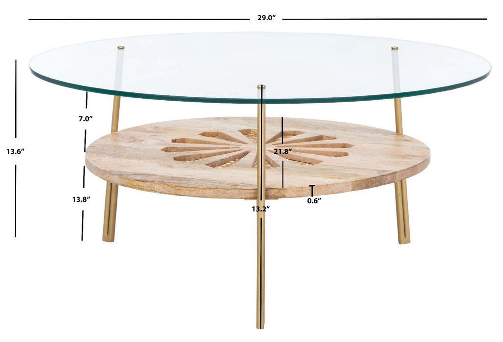 Safavieh Flora Round Coffee Table - Natural/Brass