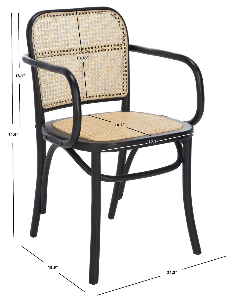 Safavieh Keiko Cane Dining Chair - Black/Natural