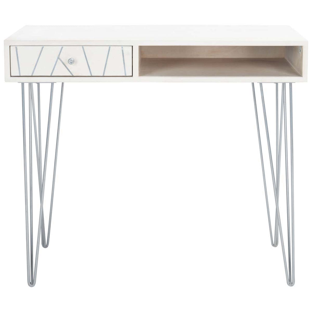 Safavieh Marigold Desk - White Washed / Silver