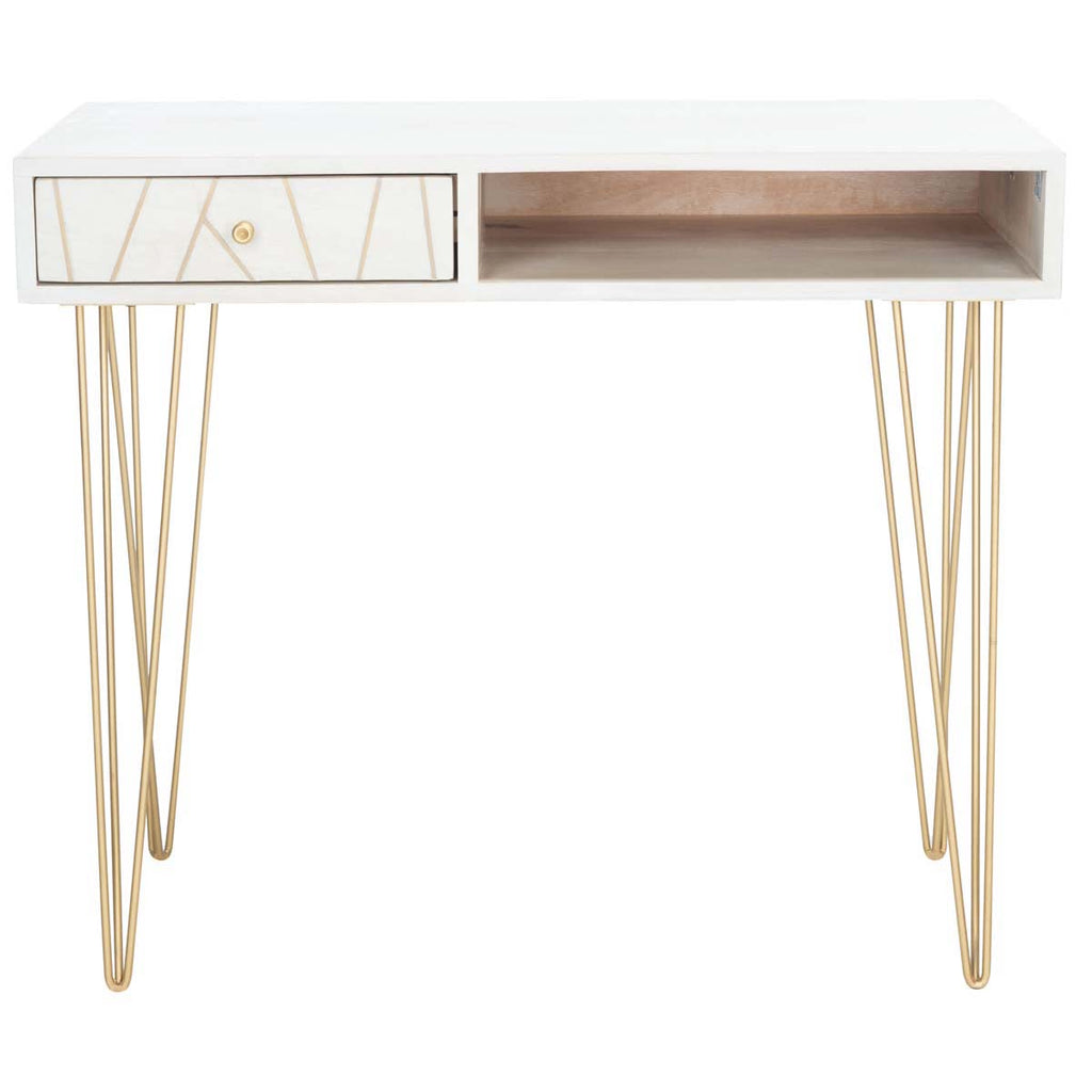 Safavieh Marigold Desk - White Washed / Brass