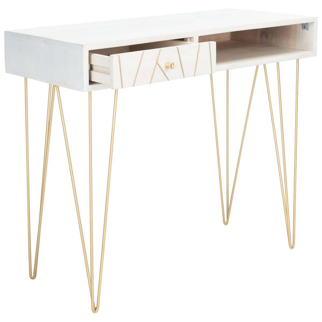 Safavieh Marigold Desk - White Washed / Brass