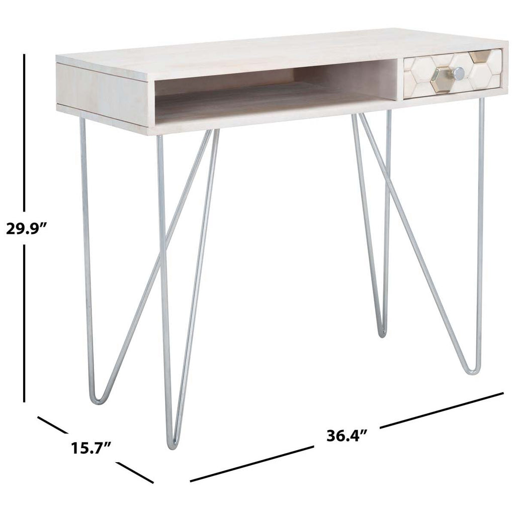 Safavieh Raveena Desk - White Washed / Silver