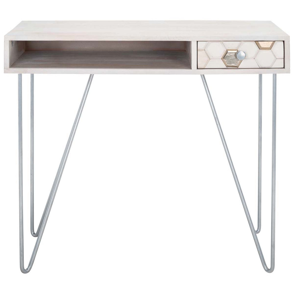 Safavieh Raveena Desk - White Washed / Silver