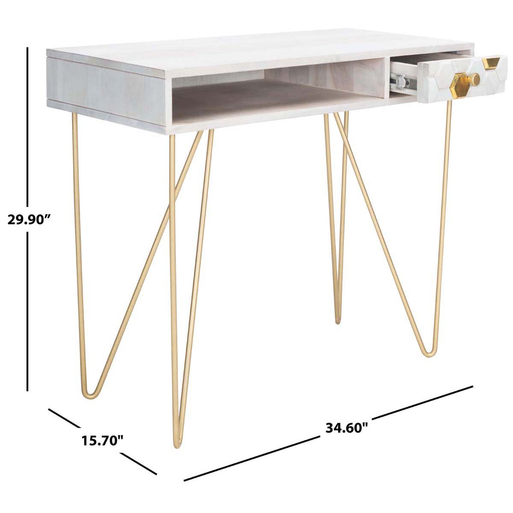 Safavieh Raveena Desk - White Washed / Brass