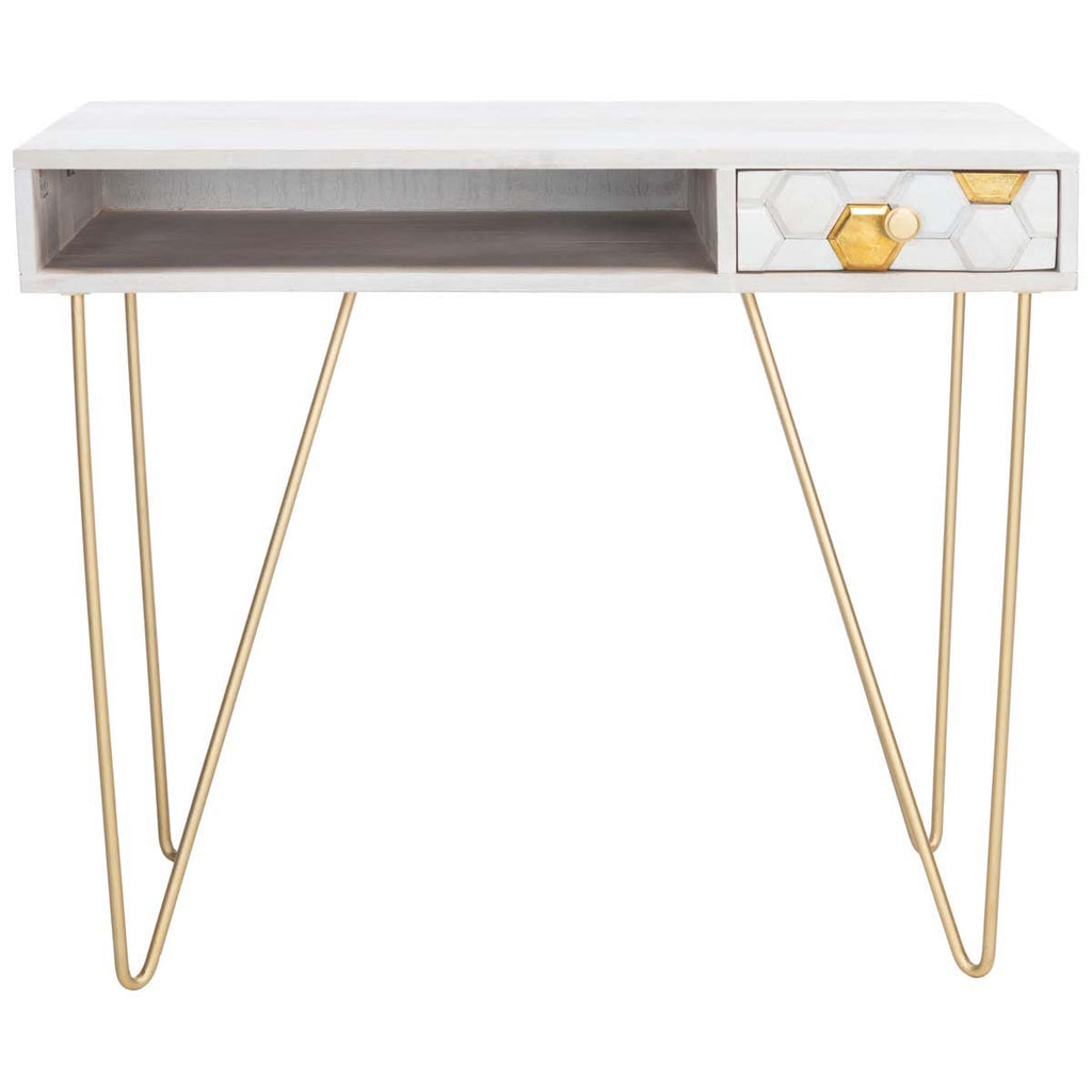 Safavieh Raveena Desk - White Washed / Brass