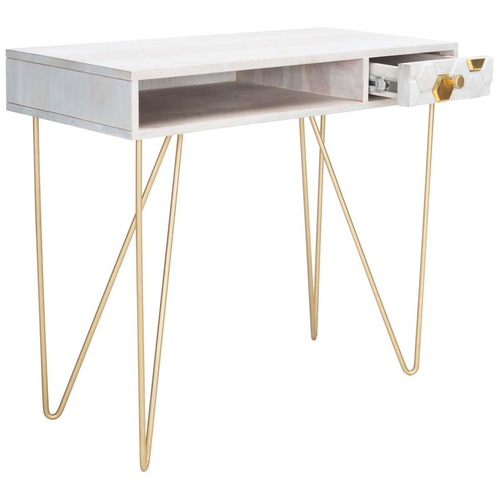 Safavieh Raveena Desk - White Washed / Brass