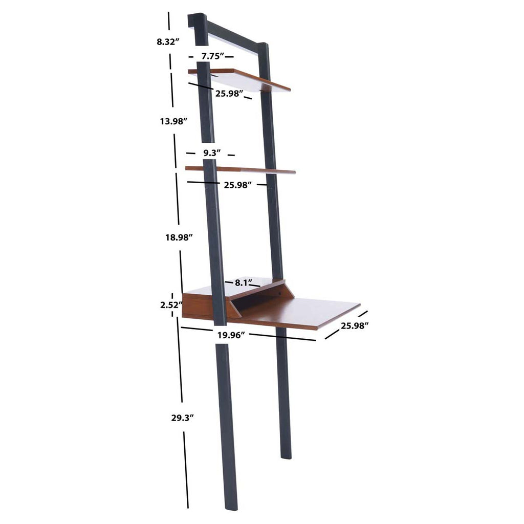 Safavieh Pamella 2 Shelf Leaning Desk-Honey Brown / Charcoal