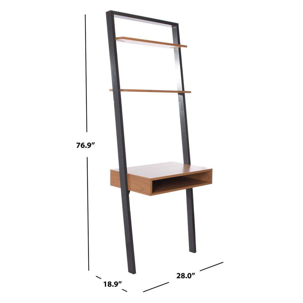Safavieh Kamy 2 Shelf Leaning Desk-Natural / Charcoal