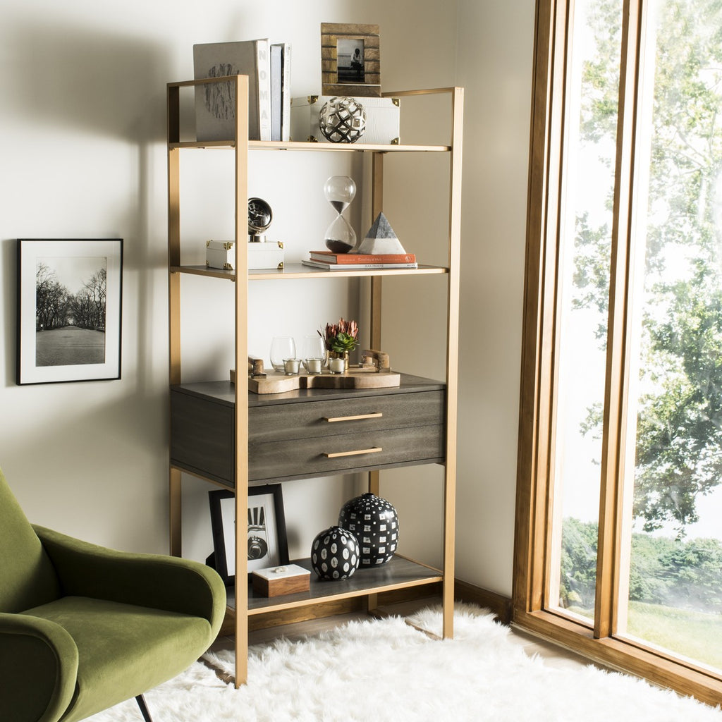 Safavieh Skylar 4 Tier 1 Drawer Etagere - Gold/Grey