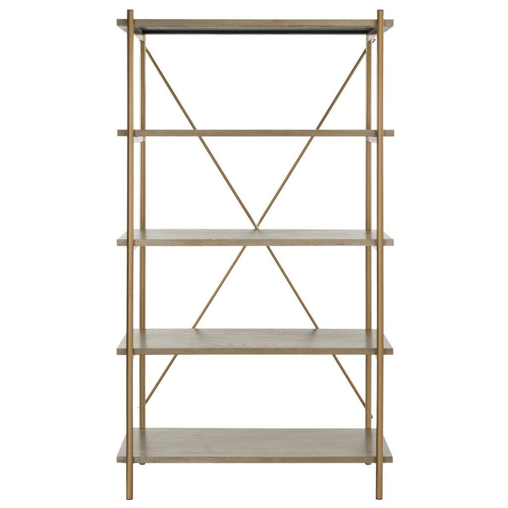 Safavieh Rigby 5 Tier Etagere - Rustic Oak/Gold