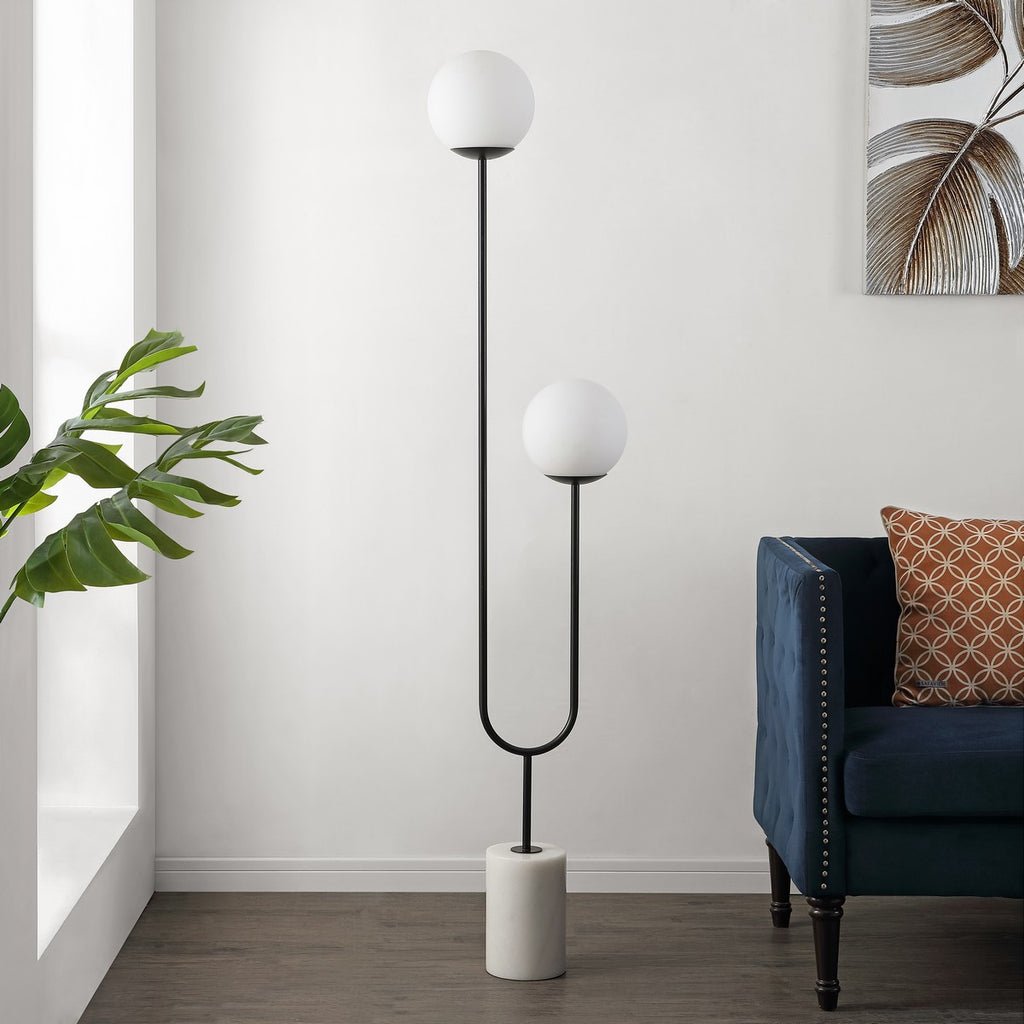 Safavieh Leif Iron And Marble Floor Lamp  - Black