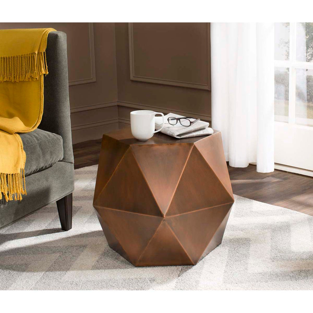 Safavieh Astrid Faceted Side Table - Copper