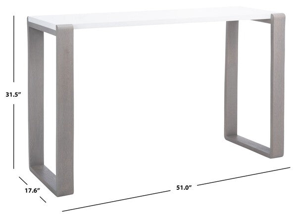 Safavieh Bartholomew Mid Century Scandinavian Lacquer Console Table - White/Grey