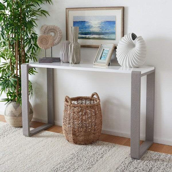 Safavieh Bartholomew Mid Century Scandinavian Lacquer Console Table - White/Grey