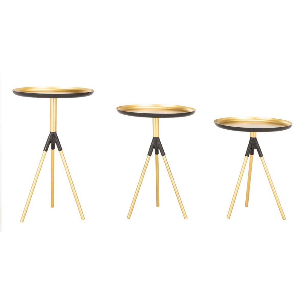 Safavieh Talon Metal Side Table Set Of 3 - Gold / Black