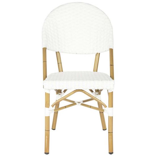 Safavieh Barrow Indoor-Outdoor  Side Chair - White/Light Brown (Set of 2)