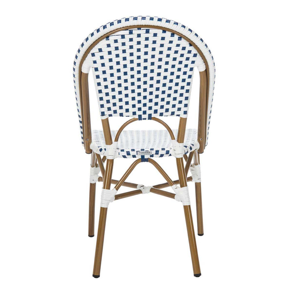 Safavieh Salcha Indoor-Outdoor French Bistro Side Chair - Blue/White/Light Brown (Set of 2)