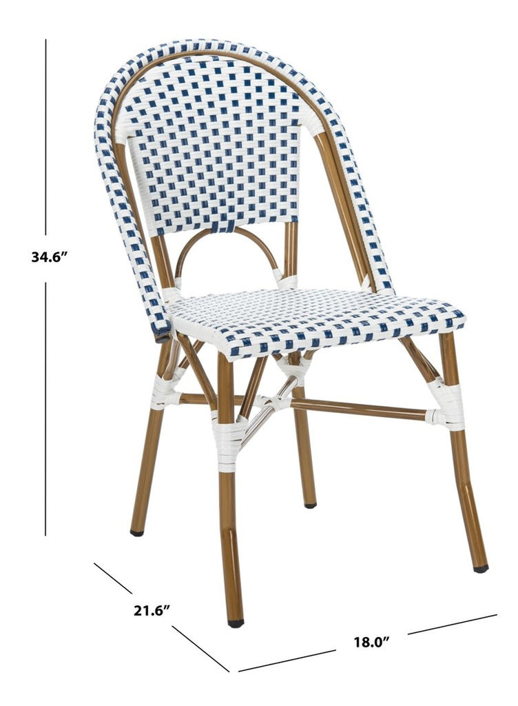 Safavieh Salcha Indoor-Outdoor French Bistro Side Chair - Blue/White/Light Brown (Set of 2)