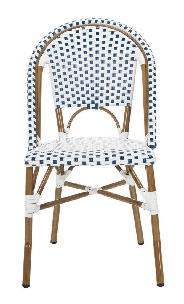 Safavieh Salcha Indoor-Outdoor French Bistro Side Chair - Blue/White/Light Brown (Set of 2)