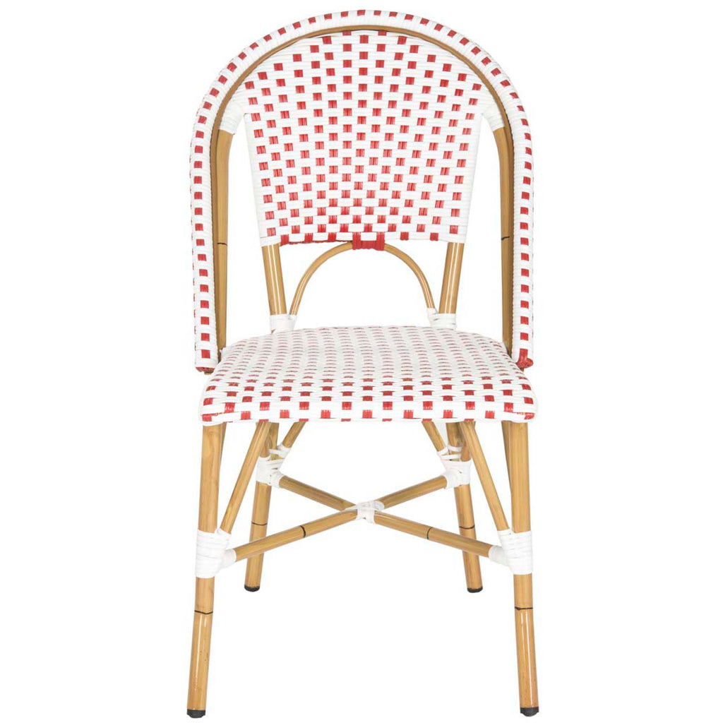 Safavieh Salcha Indoor-Outdoor French Bistro Side Chair - Red/White/Light Brown (Set of 2)