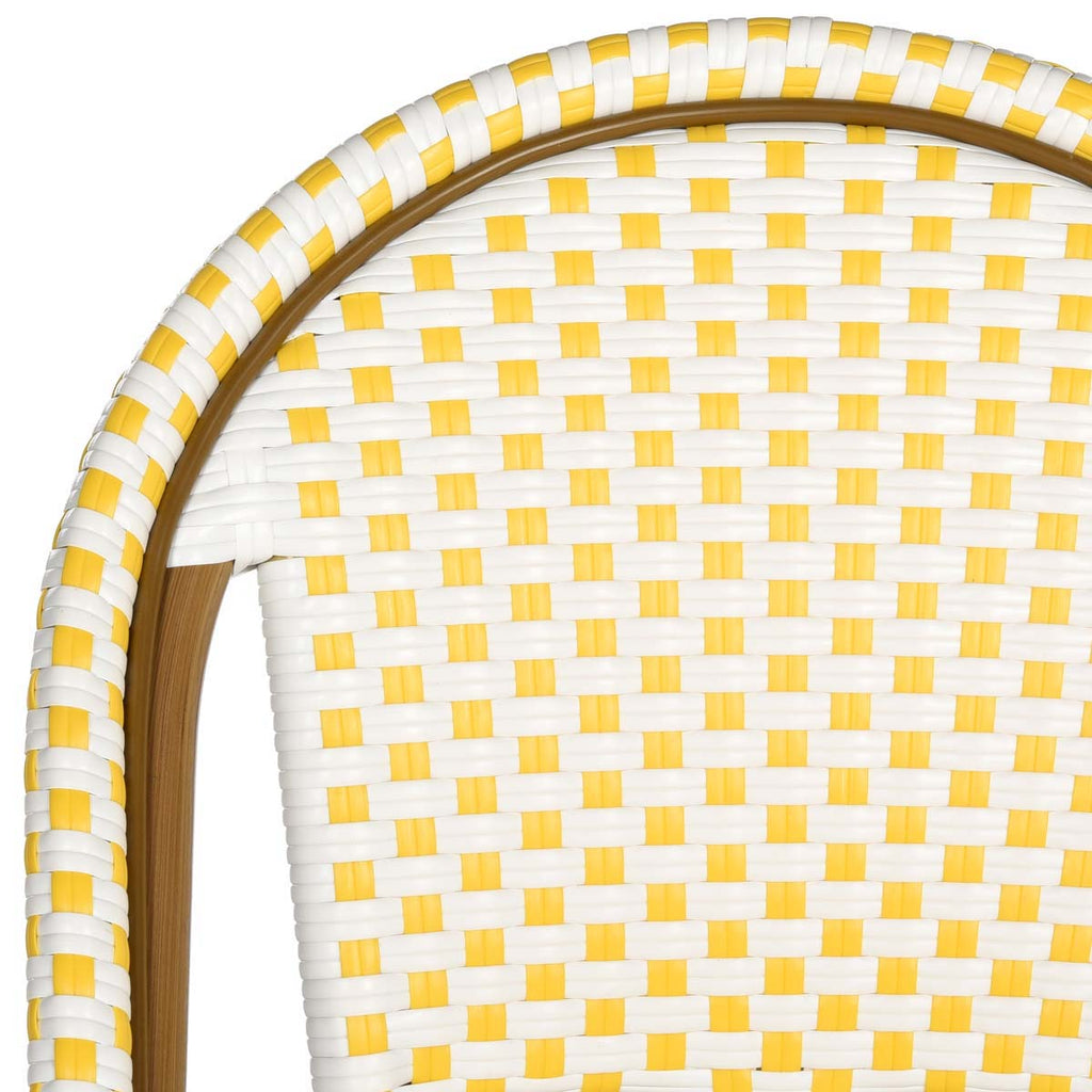 Safavieh Salcha Indoor-Outdoor French Bistro Side Chair - Yellow/White/Light Brown (Set of 2)