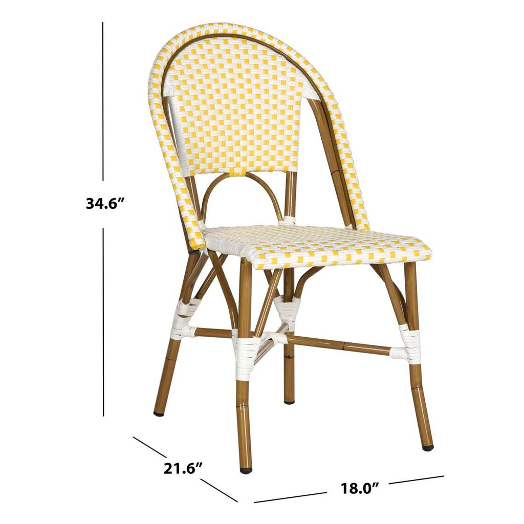 Safavieh Salcha Indoor-Outdoor French Bistro Side Chair - Yellow/White/Light Brown (Set of 2)